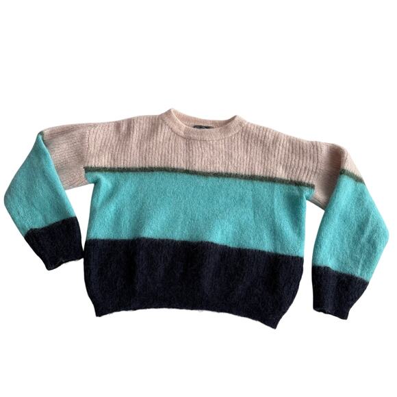 Cordova Arosa Alpaca Mohair Blend Colorblock Stripe Pullover Crewneck Sweater S - Picture 2 of 10